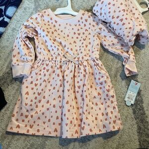 Size 3t Cat & Jack Toddler Girls' Heart French Terry Long Sleeve Dress NEW